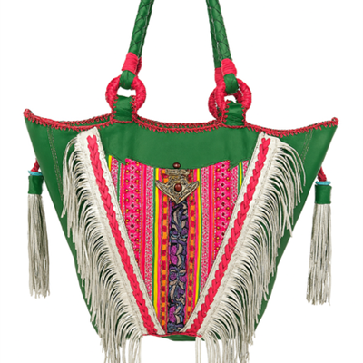 World Family Ibiza Indira Bag (Forrest Green/ Silver Tassels)